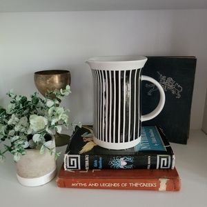 Rare Mid-Century Vintage Franco Pozzi Black and White Striped Pitcher